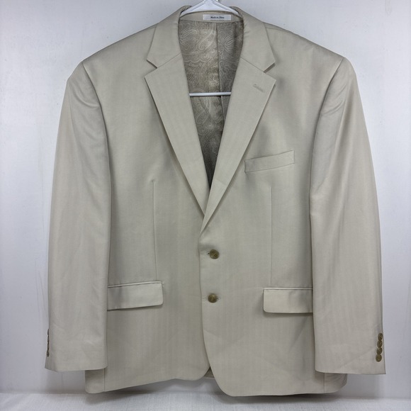 Chaps Other - Chaps 48R Mens Cream 2 Button Blazer Sport Coat Jacket Subtle Stripes EUC‎